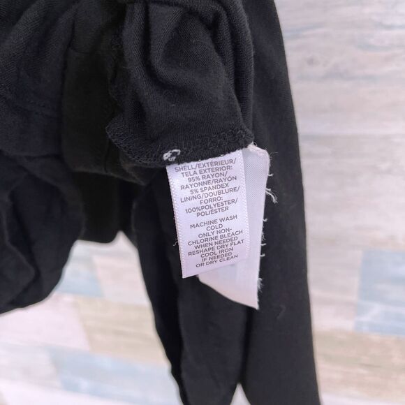 LOFT Ruffle V Back Dress Black Tasseled Stretch Jersey Knit Casual Womens XS - Picture 7 of 8